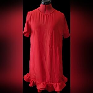 Elegant Red Ruffle Mini Dress
